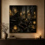 Amber Jazz Lounge Noir Movie Wall Art Canvas Print - Image 7