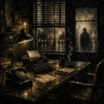 Shadowed Investigator Office Noir Movie Wall Art Canvas Print