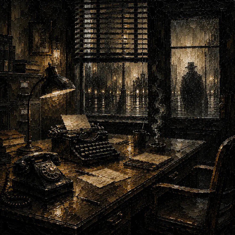 Shadowed Investigator Office Noir Movie Wall Art Canvas Print