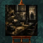 Shadowed Investigator Office Noir Movie Wall Art Canvas Print - Image 2