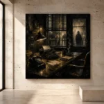 Shadowed Investigator Office Noir Movie Wall Art Canvas Print - Image 3