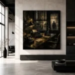 Shadowed Investigator Office Noir Movie Wall Art Canvas Print - Image 5