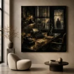 Shadowed Investigator Office Noir Movie Wall Art Canvas Print - Image 6