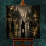 Fogbound City Intersection Noir Movie Wall Art Canvas Print - Image 2