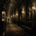 Golden Cinema Hallway Noir Movie Wall Art Canvas Print