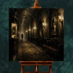 Golden Cinema Hallway Noir Movie Wall Art Canvas Print - Image 2
