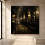 Golden Cinema Hallway Noir Movie Wall Art Canvas Print - Image 3