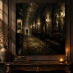 Golden Cinema Hallway Noir Movie Wall Art Canvas Print - Image 4