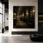 Golden Cinema Hallway Noir Movie Wall Art Canvas Print - Image 5