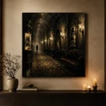 Golden Cinema Hallway Noir Movie Wall Art Canvas Print - Image 7