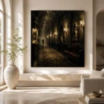 Golden Cinema Hallway Noir Movie Wall Art Canvas Print - Image 8