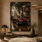 Charcoal and Deep Red Vintage Garage Wall Art Canvas Print - Image 5