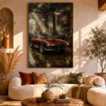 Charcoal and Deep Red Vintage Garage Wall Art Canvas Print - Image 8