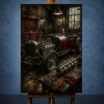Charcoal Roadster Workshop Vintage Garage Wall Art Canvas Print - Image 2