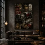 Charcoal Roadster Workshop Vintage Garage Wall Art Canvas Print - Image 4