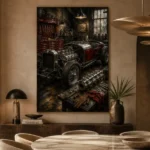 Charcoal Roadster Workshop Vintage Garage Wall Art Canvas Print - Image 5