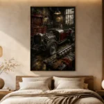 Charcoal Roadster Workshop Vintage Garage Wall Art Canvas Print - Image 6