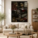 Charcoal Roadster Workshop Vintage Garage Wall Art Canvas Print - Image 7