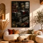 Charcoal Roadster Workshop Vintage Garage Wall Art Canvas Print - Image 8