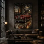 Crimson Coupe Vintage Garage Wall Art Canvas Print - Image 4