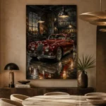 Crimson Coupe Vintage Garage Wall Art Canvas Print - Image 5