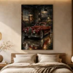 Crimson Coupe Vintage Garage Wall Art Canvas Print - Image 6