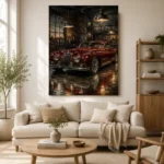 Crimson Coupe Vintage Garage Wall Art Canvas Print - Image 7