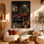 Crimson Coupe Vintage Garage Wall Art Canvas Print - Image 8
