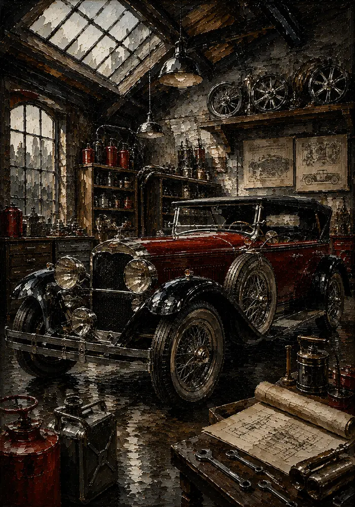 Heritage Touring Car Vintage Garage Wall Art Canvas Print