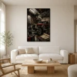 Heritage Touring Car Vintage Garage Wall Art Canvas Print styled in a refined neutral interior