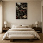 Heritage Touring Car Vintage Garage Wall Art Canvas Print showcased in an elegant minimalist interior