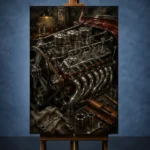 Restored Engine Vintage Garage Wall Art Canvas Print - Image 2
