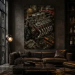 Restored Engine Vintage Garage Wall Art Canvas Print - Image 4