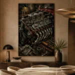 Restored Engine Vintage Garage Wall Art Canvas Print - Image 5