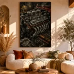 Restored Engine Vintage Garage Wall Art Canvas Print - Image 8