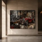 Crimson Roadster Workshop Vintage Garage Wall Art Canvas Print - Image 5