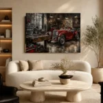 Crimson Roadster Workshop Vintage Garage Wall Art Canvas Print - Image 6
