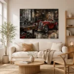 Crimson Roadster Workshop Vintage Garage Wall Art Canvas Print - Image 7