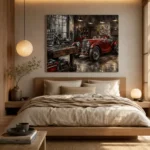 Crimson Roadster Workshop Vintage Garage Wall Art Canvas Print - Image 8