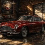 Golden Light Classic Coupe Vintage Garage Wall Art Canvas Print