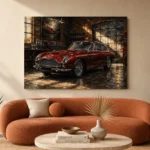 Golden Light Classic Coupe Vintage Garage Wall Art Canvas Print - Image 3