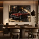 Golden Light Classic Coupe Vintage Garage Wall Art Canvas Print - Image 4