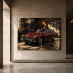 Golden Light Classic Coupe Vintage Garage Wall Art Canvas Print - Image 5