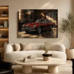 Golden Light Classic Coupe Vintage Garage Wall Art Canvas Print - Image 6