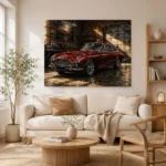 Golden Light Classic Coupe Vintage Garage Wall Art Canvas Print - Image 7