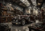 Burgundy Pre-War Automobile Vintage Garage Wall Art Canvas Print