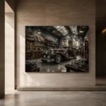 Burgundy Pre-War Automobile Vintage Garage Wall Art Canvas Print - Image 5