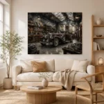 Burgundy Pre-War Automobile Vintage Garage Wall Art Canvas Print - Image 7