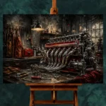 Panoramic Engine Vintage Garage Wall Art Canvas Print - Image 2