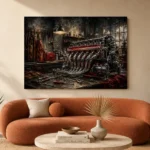 Panoramic Engine Vintage Garage Wall Art Canvas Print - Image 3